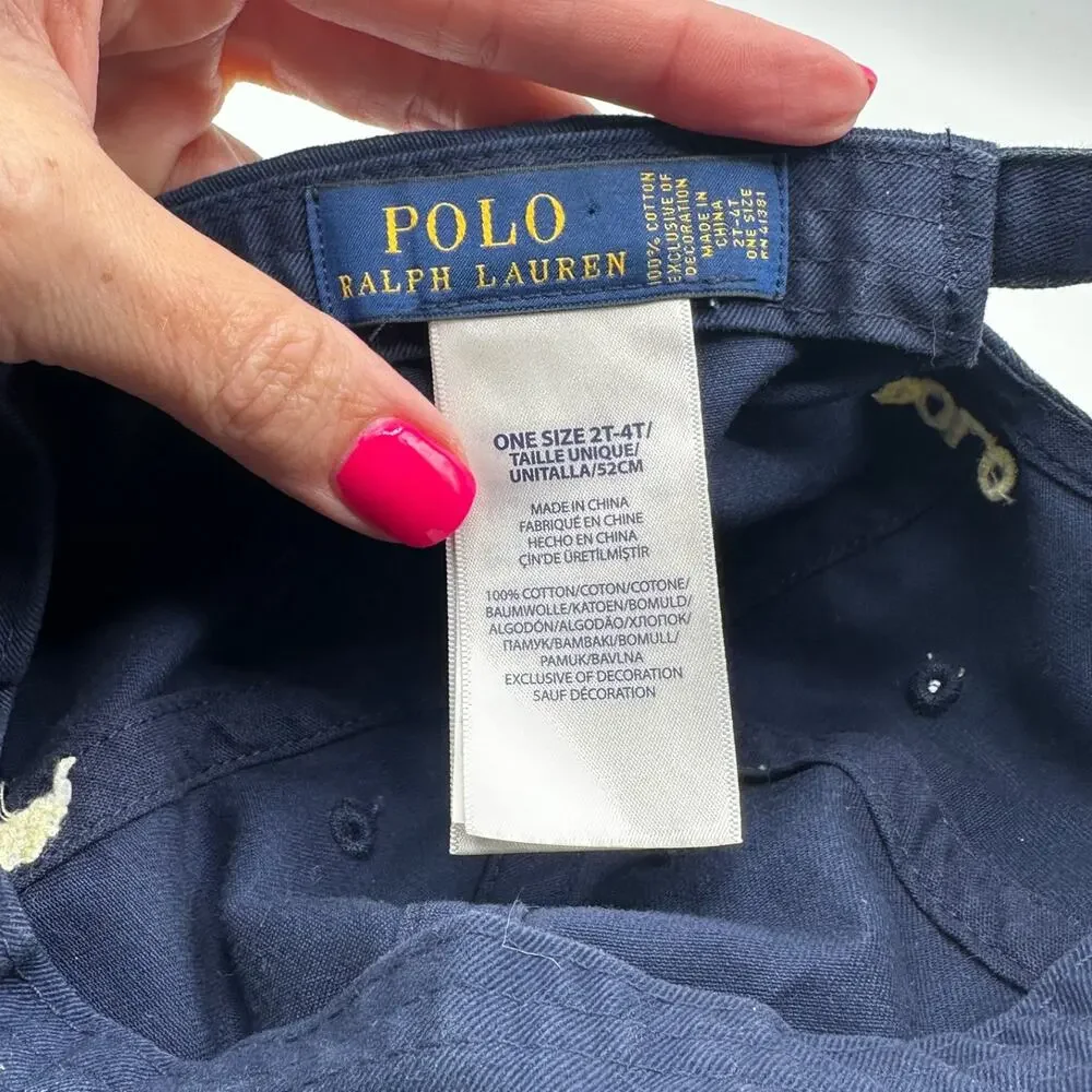 Polo Ralph Lauren Hat Cap Toddler 2T-4T Navy Blue Strapback Iconic Pony Logo